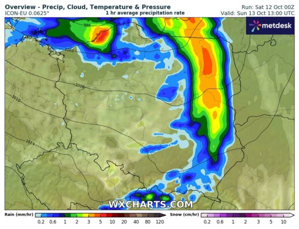 Opady konwekcyjne na niedzielę 13.10.2024r