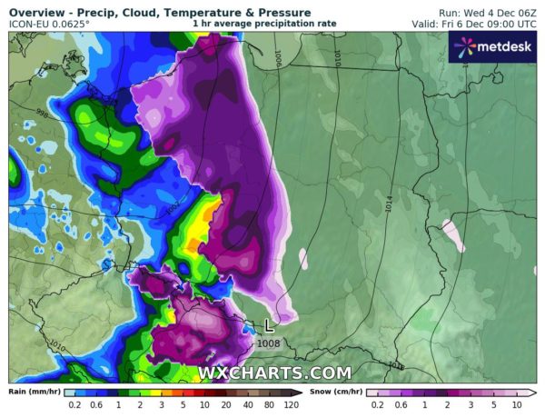 Prognozowane Opady Mieszane od 06.12. - ( WXCHARTS ) 