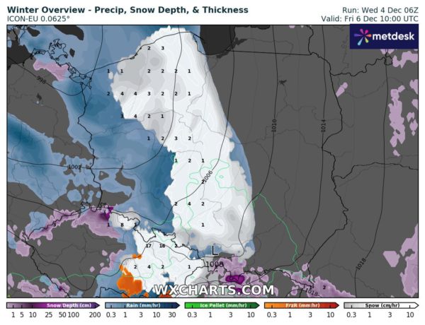 Prognozowane Opady Mieszane od 06.12. - ( WXCHARTS ) 